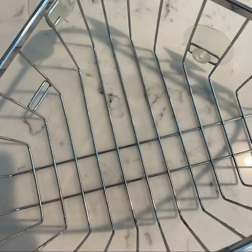SMALL/MEDIUM Corner Shower Silver Basket